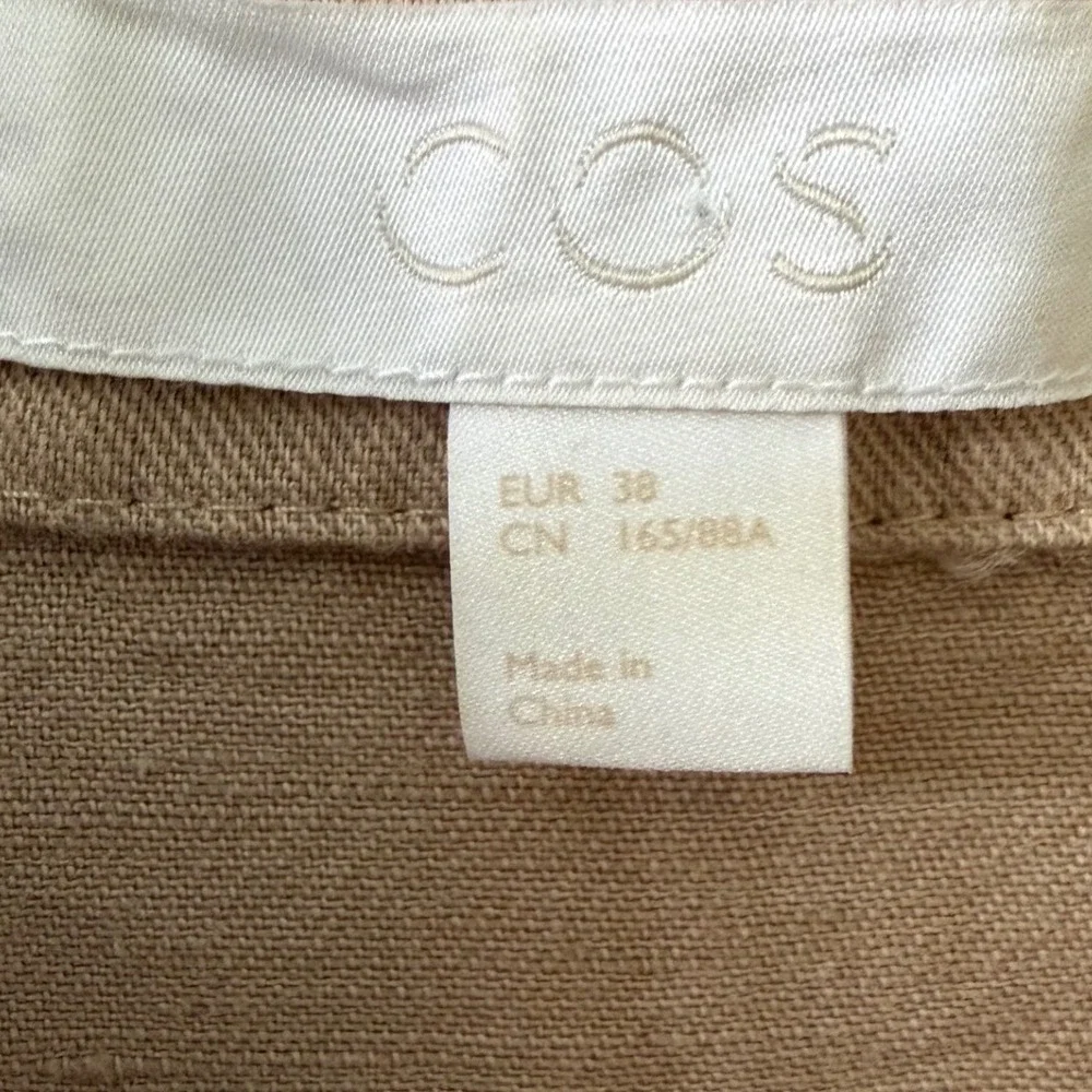 COS Utility Jumpsuit Women's US 6 8 Beige Cotton Linen Blend Minimalist